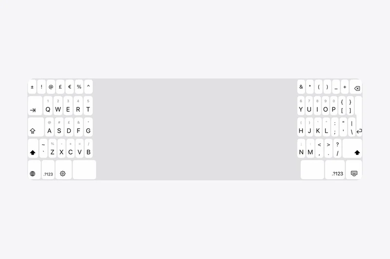 SplitKeyboard split into two halves on iPad.