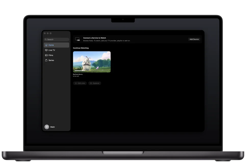 Teevo Home on a MacBook Pro: Big Buck Bunny in Continue Watching