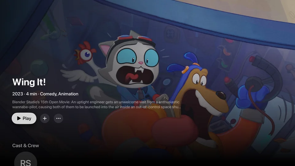 A film’s page on Apple TV: Wing It!, with Play and Cast & Crew A film’s page on Apple TV: Wing It!, with Play and Cast & Crew